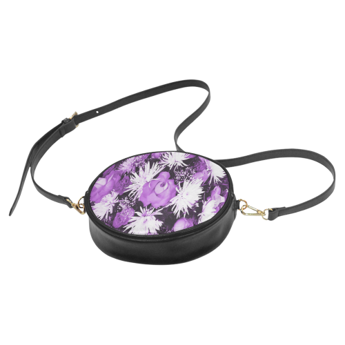 Violet Flowered Bouquet Round Sling Bag (Model 1647)