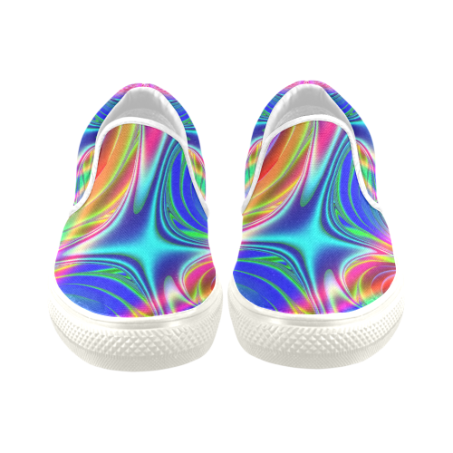 Rainbow Splash Fractal Men's Unusual Slip-on Canvas Shoes (Model 019)