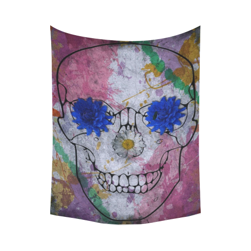 flower power skull Cotton Linen Wall Tapestry 80"x 60"