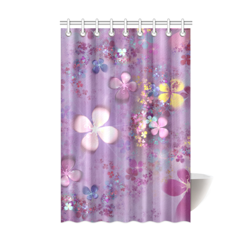 Modern abstract fractal colorful flower power Shower Curtain 48"x72"