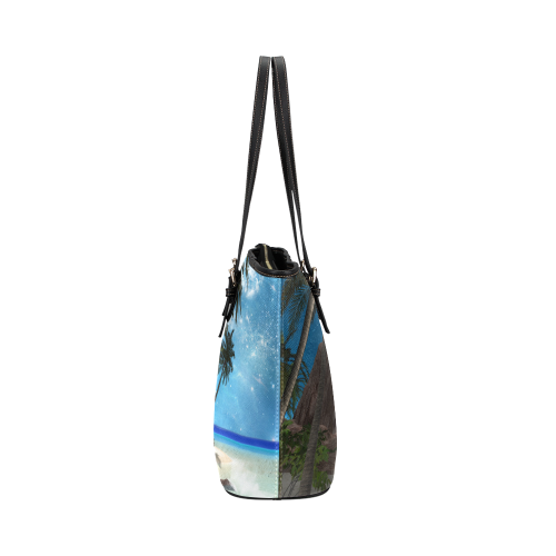 Seascape in the night Leather Tote Bag/Large (Model 1651)