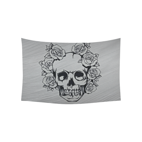 skull with roses Cotton Linen Wall Tapestry 60"x 40"