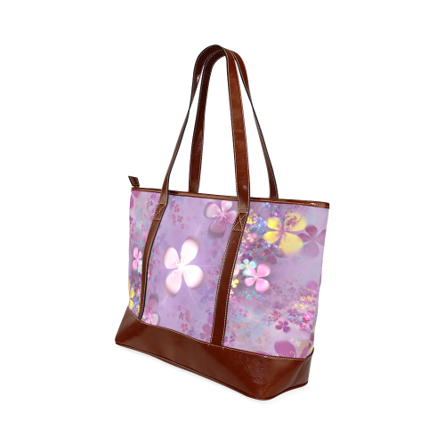 Modern abstract fractal colorful flower power Tote Handbag (Model 1642)