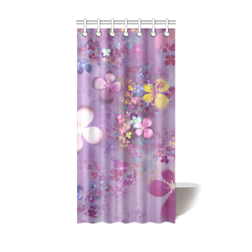 Modern abstract fractal colorful flower power Shower Curtain 36"x72"
