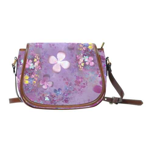 Modern abstract fractal colorful flower power Saddle Bag/Small (Model 1649) Full Customization