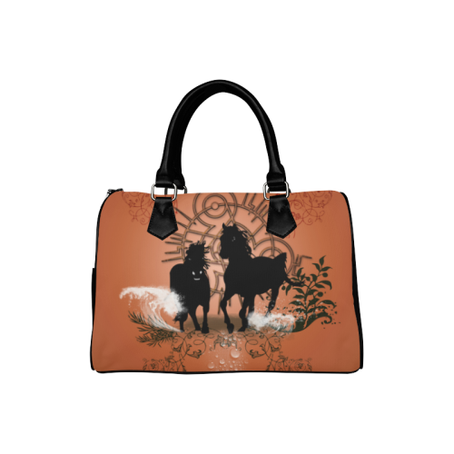 Black horses silhouette Boston Handbag (Model 1621)