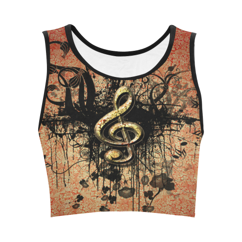 Wonderful clef with flowers Women's Crop Top (Model T42)