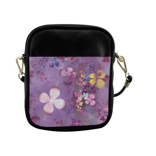 Modern abstract fractal colorful flower power Sling Bag (Model 1627)