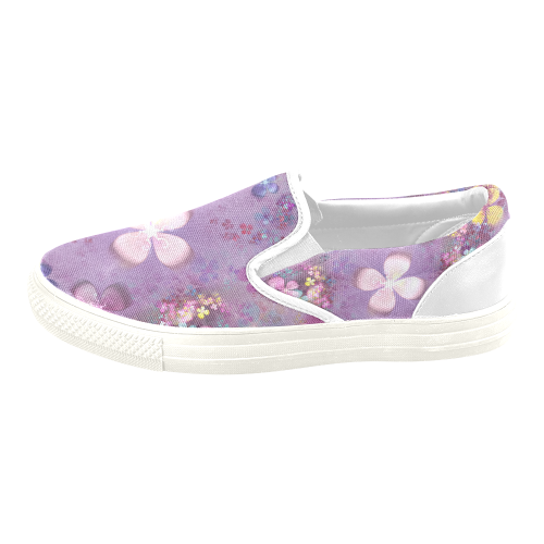 Modern abstract fractal colorful flower power Men's Unusual Slip-on Canvas Shoes (Model 019)