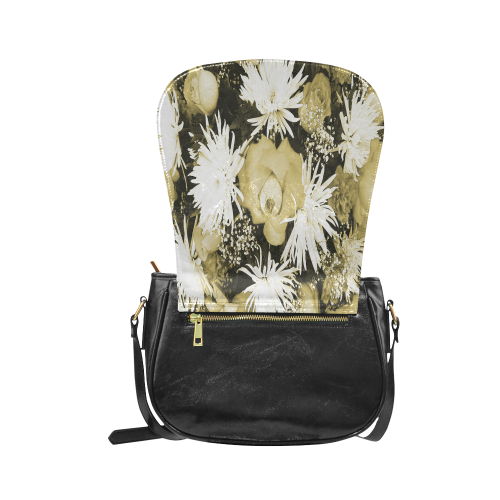 Golden Flowered Bouquet Classic Saddle Bag/Large (Model 1648)