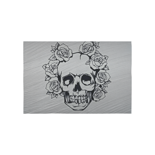 skull with roses Cotton Linen Wall Tapestry 60"x 40"