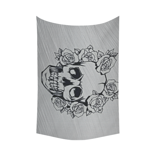 skull with roses Cotton Linen Wall Tapestry 90"x 60"