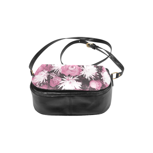 Pink Flowered Bouquet Classic Saddle Bag/Large (Model 1648)