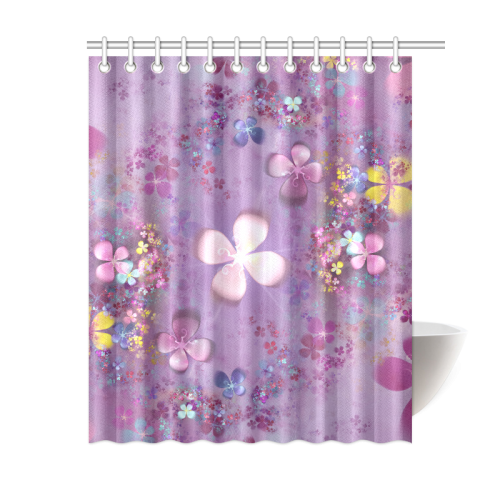 Modern abstract fractal colorful flower power Shower Curtain 60"x72"