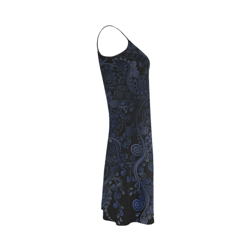 Ornamental Blue on Gray Alcestis Slip Dress (Model D05)