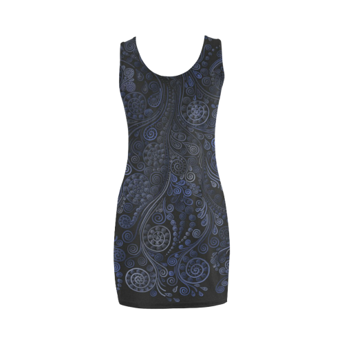 Ornamental Blue on Gray Medea Vest Dress (Model D06)