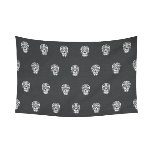 skull pattern bw Cotton Linen Wall Tapestry 90"x 60"