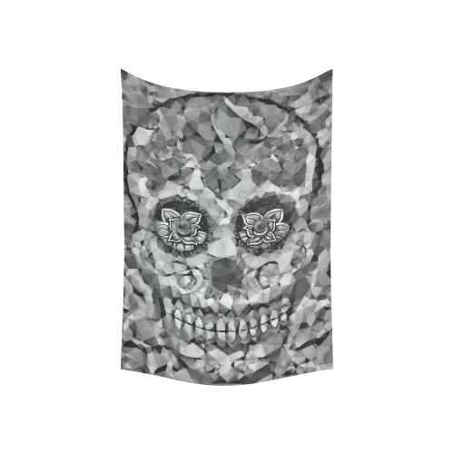 Polygon Skull black white Cotton Linen Wall Tapestry 60"x 40"