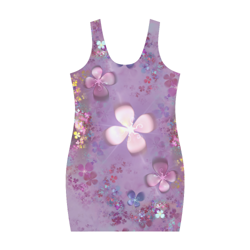 Modern abstract fractal colorful flower power Medea Vest Dress (Model D06)