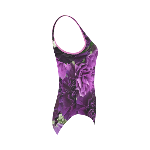 Little Purple Carnations Vest One Piece Swimsuit (Model S04)