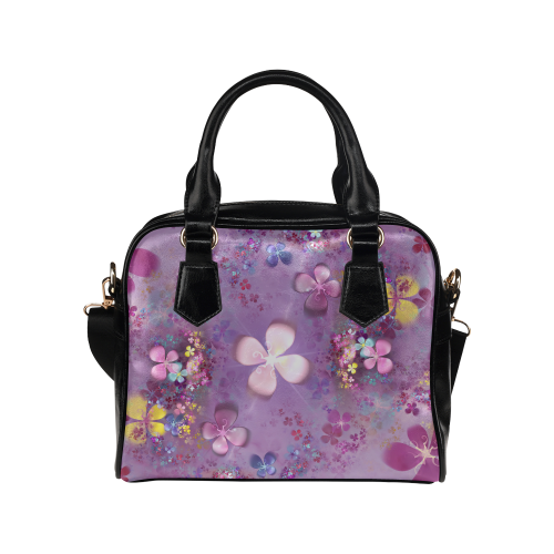 Modern abstract fractal colorful flower power Shoulder Handbag (Model 1634)