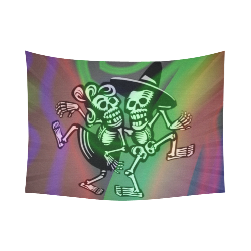 lets dance - Skulls colorful Cotton Linen Wall Tapestry 80"x 60"