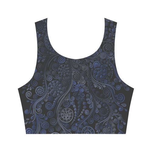 Ornamental Blue on Gray Women's Crop Top (Model T42)