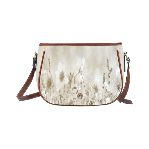 Beige Shaded Wildflowers Saddle Bag/Large (Model 1649)