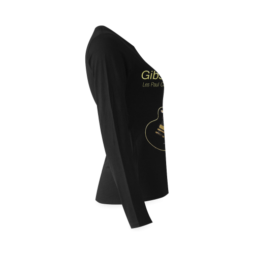 Black Gibson Les paul Custom Sunny Women's T-shirt (long-sleeve) (Model T07)