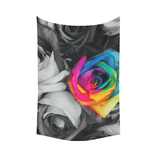 black,white splash roses Cotton Linen Wall Tapestry 90"x 60"