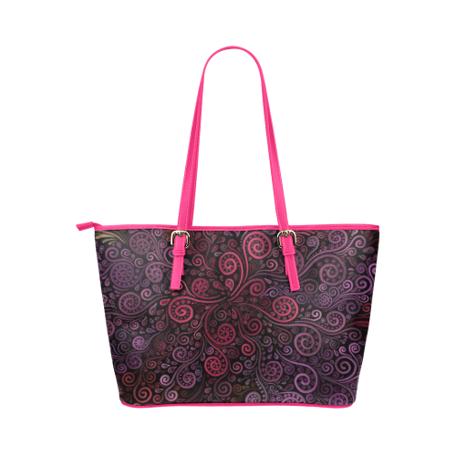 Psychedelic 3D Rose Leather Tote Bag/Small (Model 1651)