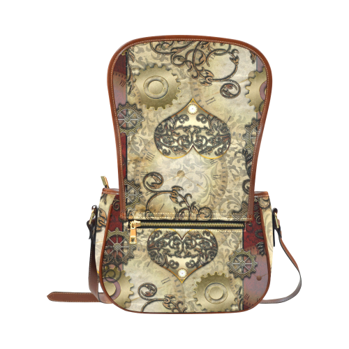 Steampunk, golden red design Saddle Bag/Small (Model 1649) Full Customization