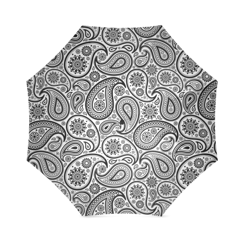 Black & White Paisley Pattern Foldable Umbrella (Model U01)