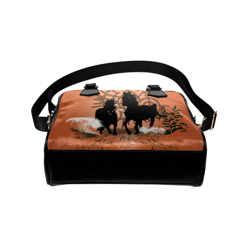 Black horses silhouette Shoulder Handbag (Model 1634)