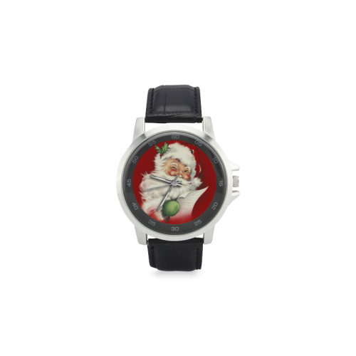 A beautiful vintage santa claus Unisex Stainless Steel Leather Strap Watch(Model 202)