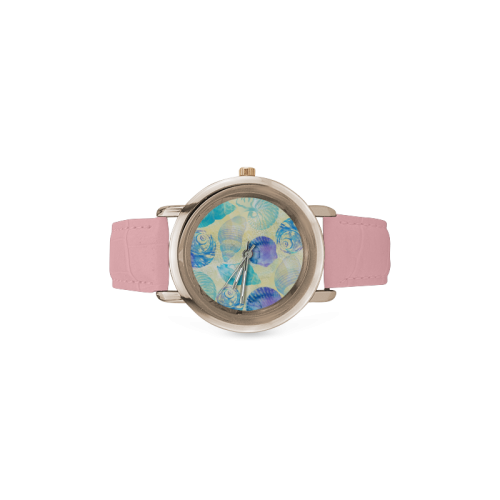 Seashells Women's Rose Gold Leather Strap Watch(Model 201)