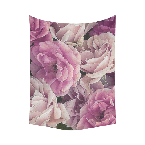 great garden roses pink Cotton Linen Wall Tapestry 80"x 60"