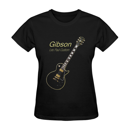 Black Gibson Les paul Custom Sunny Women's T-shirt (Model T05)