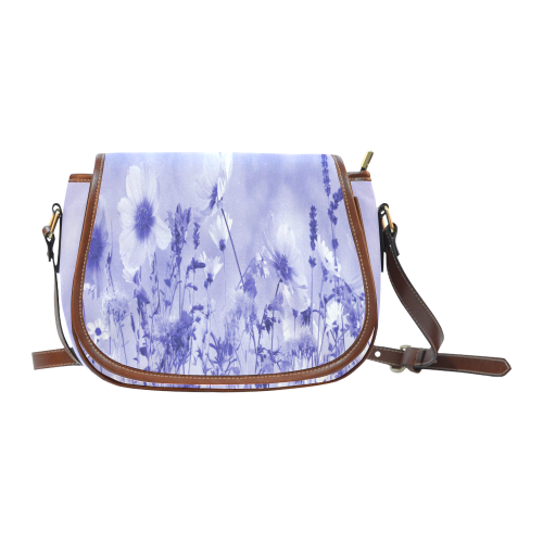 Violet Shaded Wildflowers Saddle Bag/Small (Model 1649) Full Customization