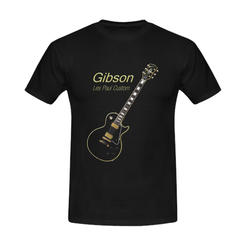 Black Gibson Les paul Custom Men's Slim Fit T-shirt (Model T13)