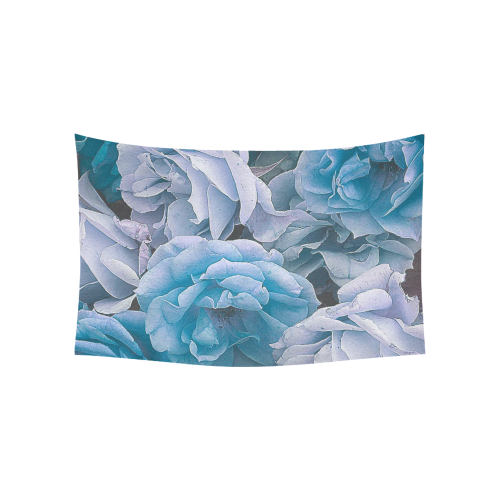 great garden roses blue Cotton Linen Wall Tapestry 60"x 40"