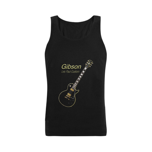 Black Gibson Les paul Custom Men's Shoulder-Free Tank Top (Model T33)
