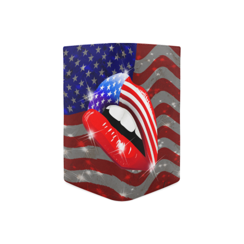 USA Flag Lipstick on Sensual Lips Women's Leather Wallet (Model 1611)