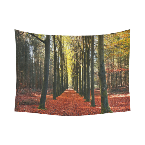 Autumn Forest Path Cotton Linen Wall Tapestry 80"x 60"