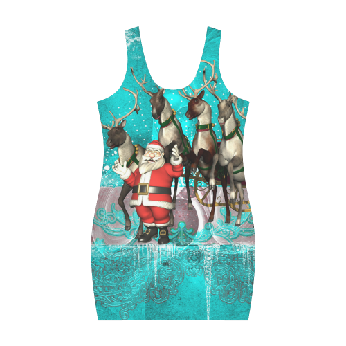Santa Claus with reindeer Medea Vest Dress (Model D06)