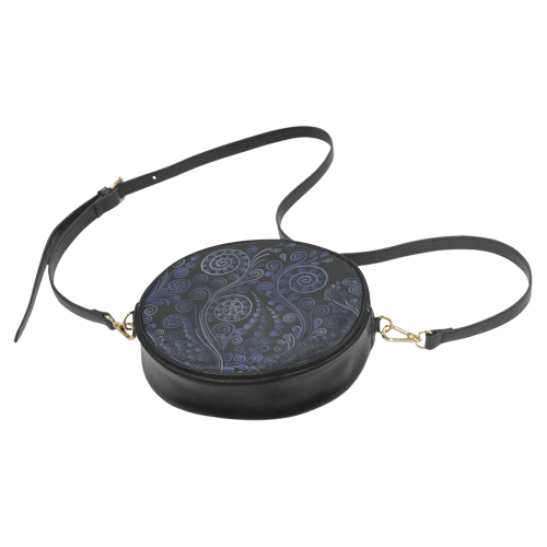 Ornamental Blue on Gray Round Sling Bag (Model 1647)