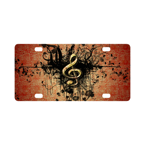 Wonderful clef with flowers Classic License Plate