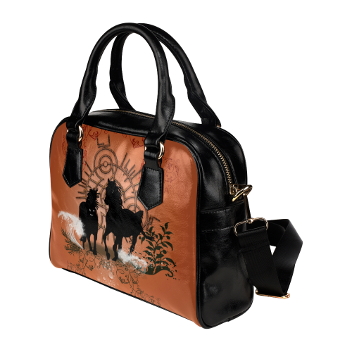 Black horses silhouette Shoulder Handbag (Model 1634)