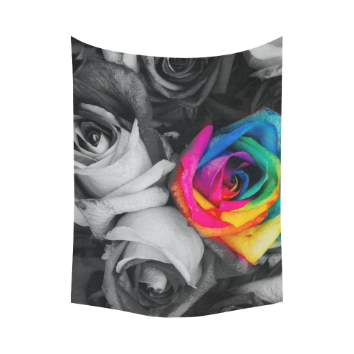 black,white splash roses Cotton Linen Wall Tapestry 80"x 60"