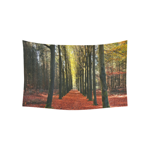 Autumn Forest Path Cotton Linen Wall Tapestry 60"x 40"